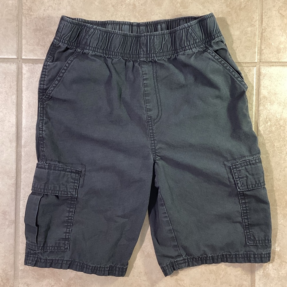 Charcoal Cargo Shorts Elastic Waistband Boys Size 12